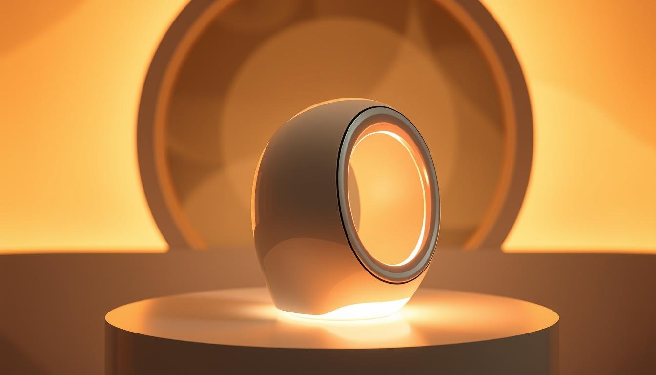 Oligio X 原美電波: a captivating device that radiates youthful, taut skin. Encased in a sleek, futuristic design, this Glowin Beaute innovation emits gentle waves, stimulating collagen production for a smoother, more vibrant complexion. Situated on a minimalist pedestal, the device's warm, soft lighting casts an aura of rejuvenation, while its curved lines and metallic accents evoke a sense of advanced technology. In the background, a hazy, ethereal backdrop adds an air of mystery, drawing the viewer's focus to the mesmerizing central element. This image captures the essence of Oligio X 原美電波 as a secret weapon for reclaiming youthful, luminous skin.